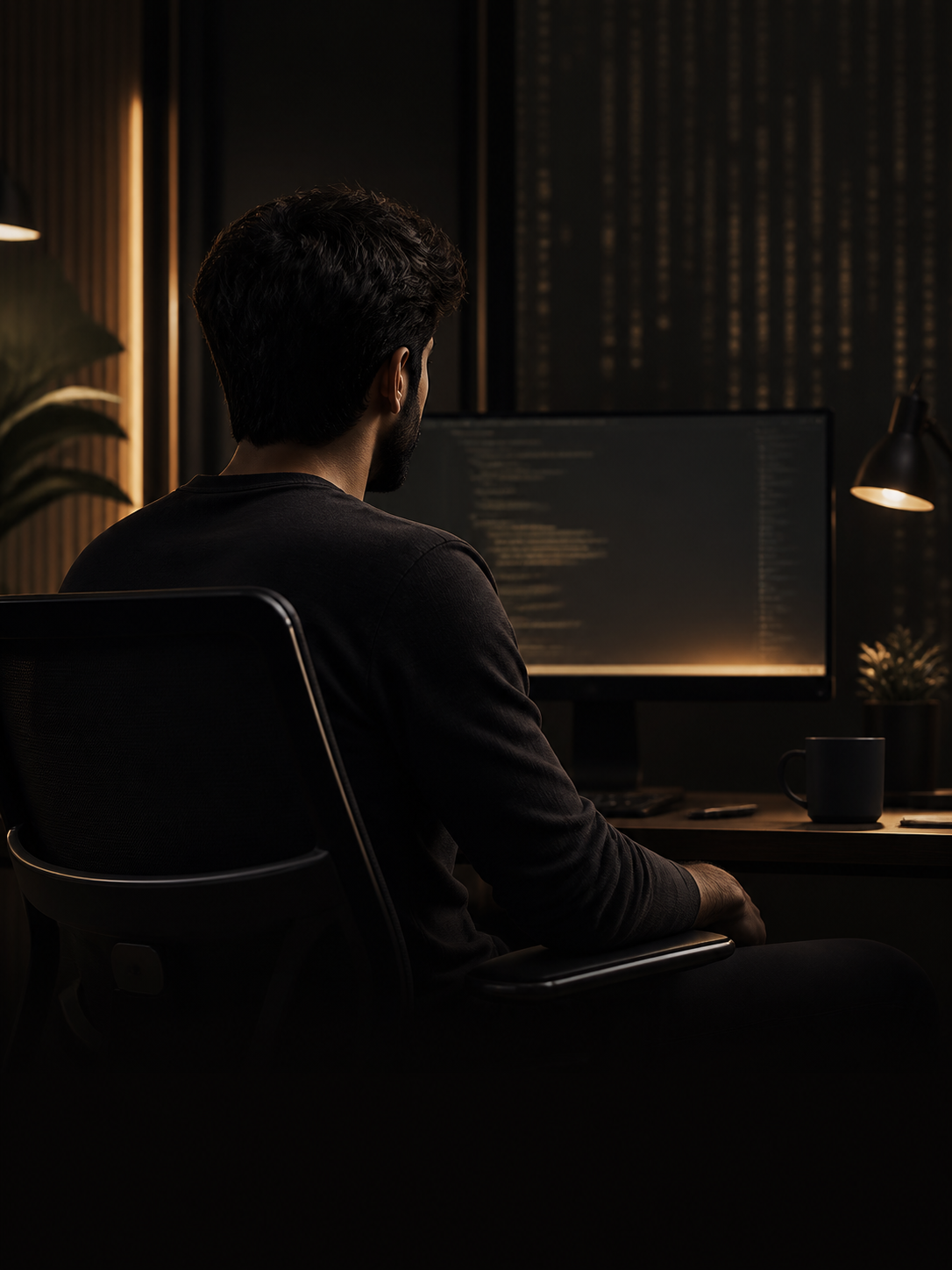 Shakeel Arshad working at his development desk