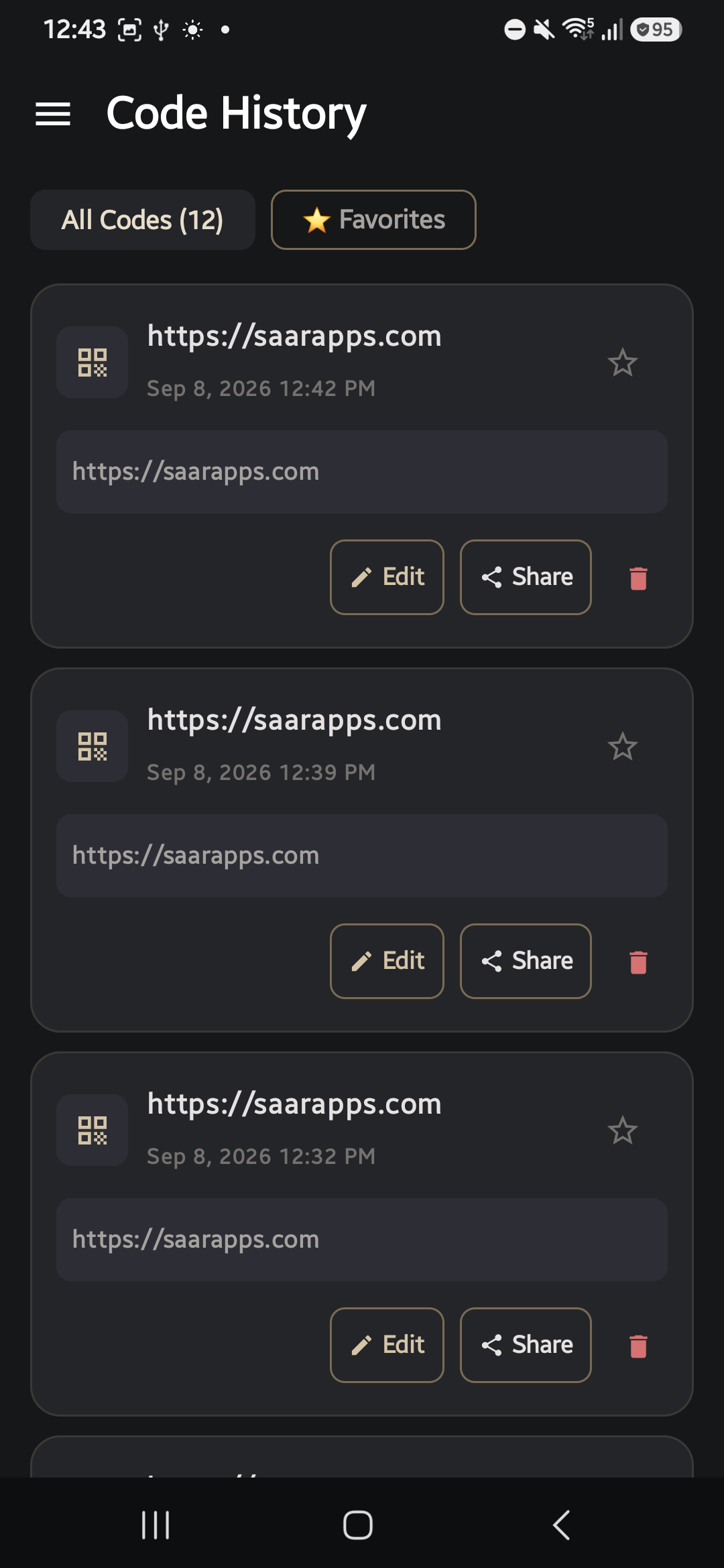 QR creation and scan history